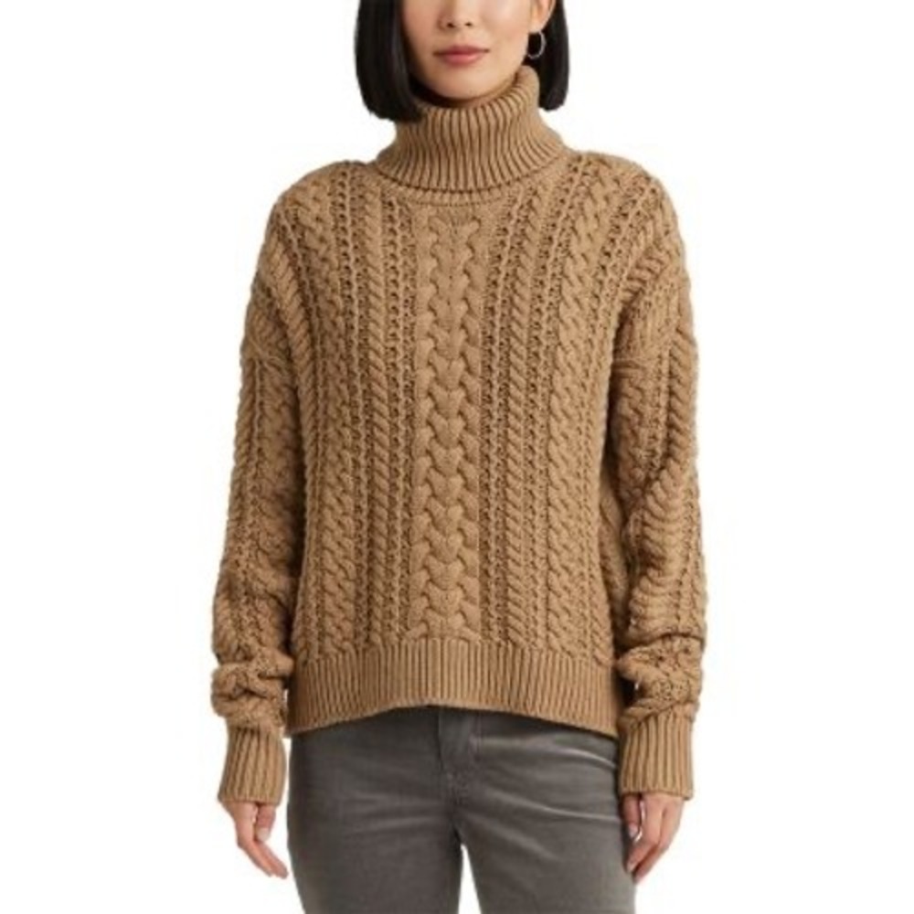 Lauren Ralph Lauren Cable Knit Turtleneck Sweater Womens‎ Cotton Blend | Large